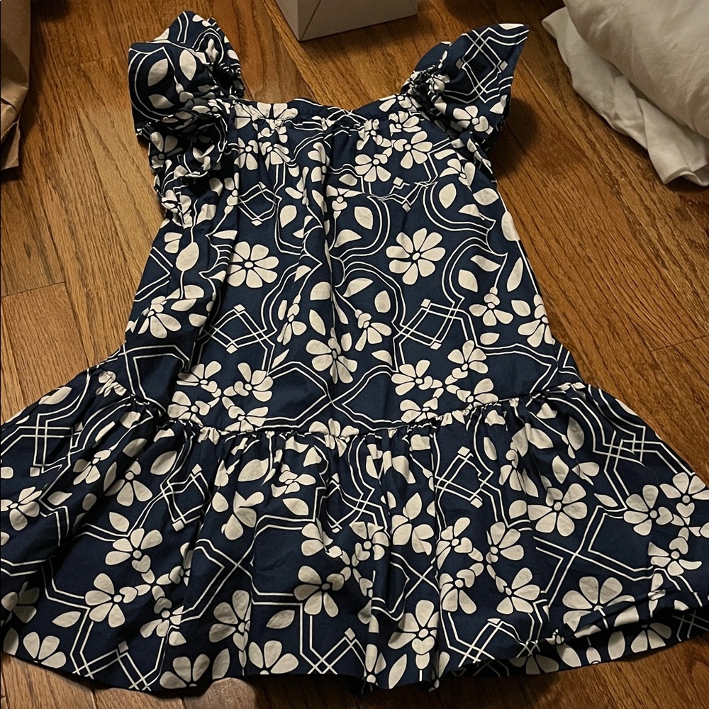 Jacadi Navy and White Floral Kids Dress